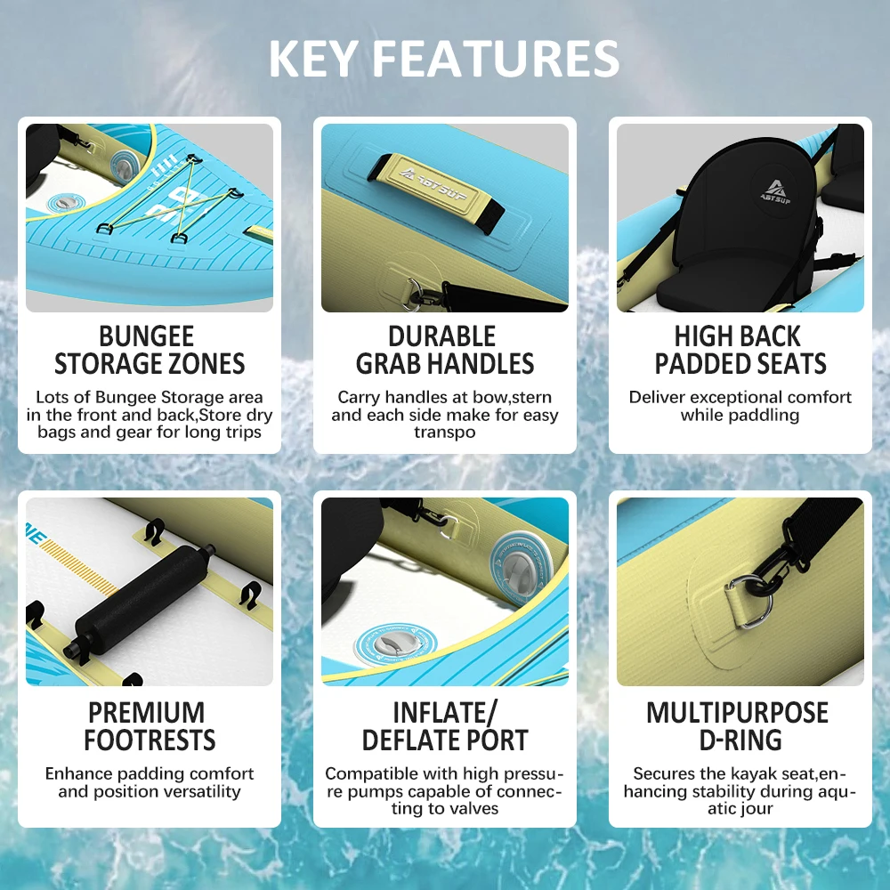 Wholesale Full‑Kit Inflatable Drop‑Stitch Kayak Set with Paddle Pump Seat Foldable Blow‑up Canoe OEM Custom