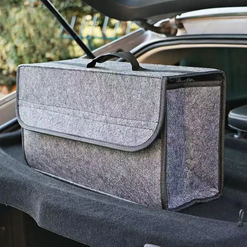 1PC Dark gray car felt storage box car storage bag enlarged and thickened soft felt storage box household storage box