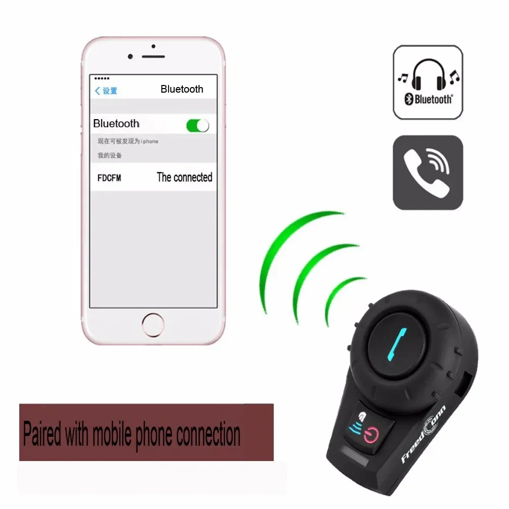 

Motorcycle Headphone bt multi interphone Bluetooth Intercom 1pcs bluetooth intercom for Motorcyclists&skiers 500m
