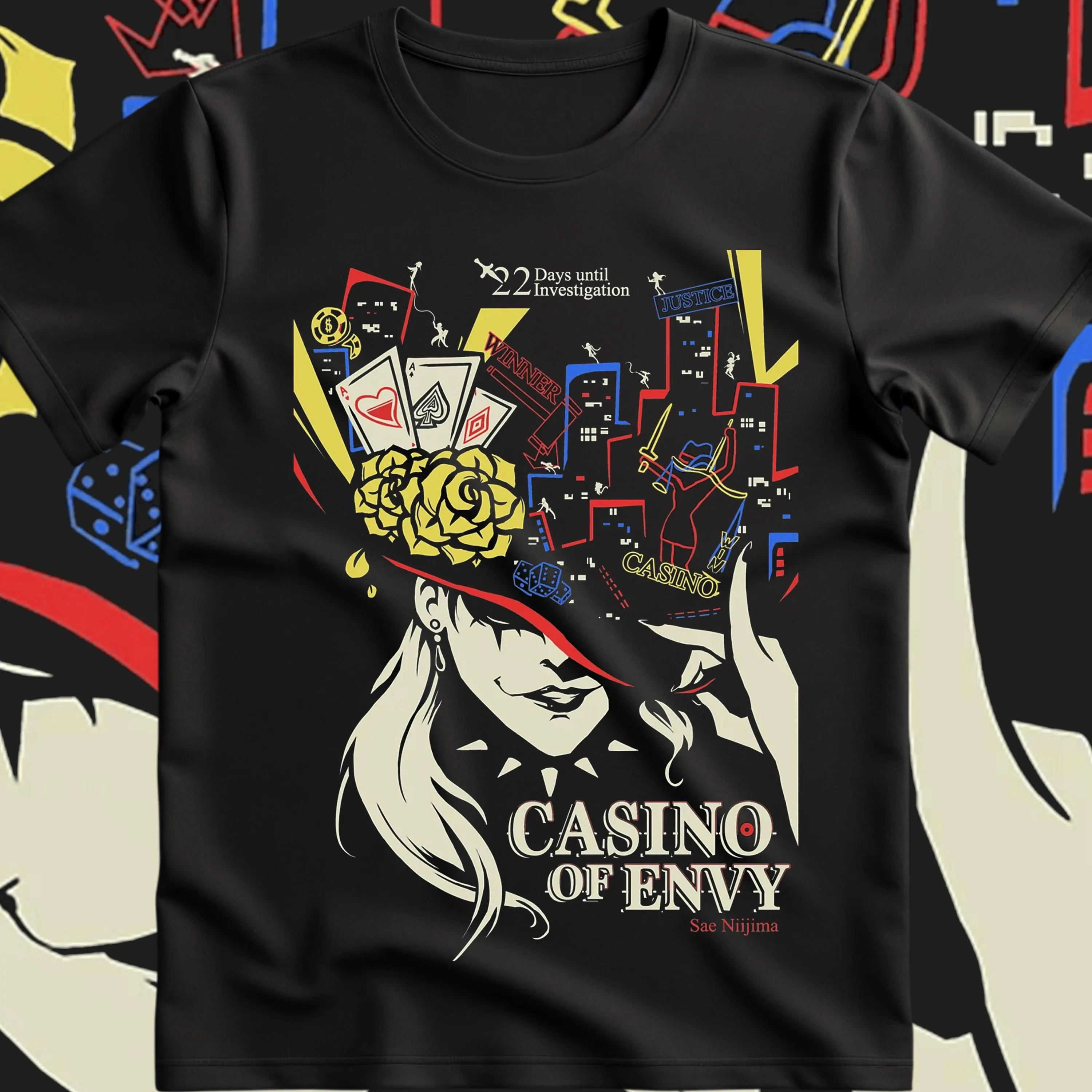 Camiseta Casino of Envy P5 Royal Cafe LeBlanc, camiseta de Anime, camiseta de juego, Top de moda holgado de algodón de verano para hombres y mujeres