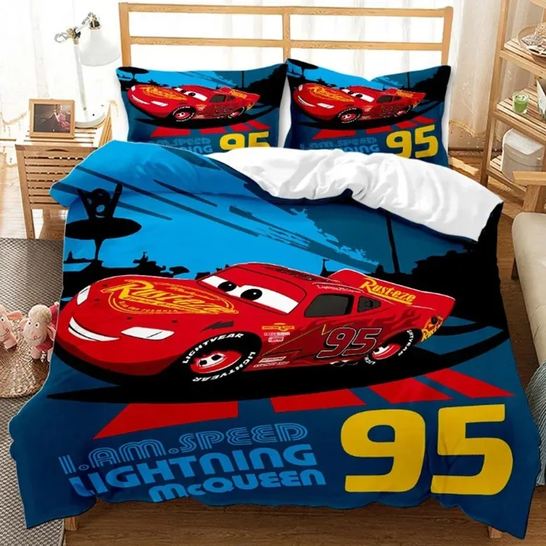 Cartoon Cars Bedding Sets Comforter Quilt Bed Cover Duvet Cover Pillow Case 2-3 Pieces Sets Kids Adult Size Bedroom Decoration