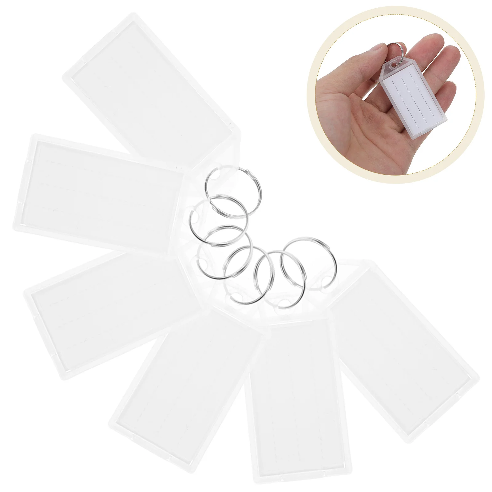 

50Pcs Blank Luggage Tags Plastic Keychain Tags Transparent Covers for Key and Bag Identification Organizer