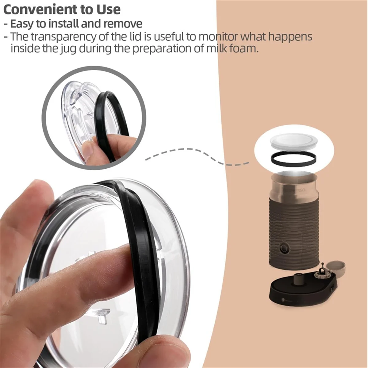 Nova tampa do batedor de leite e peças de reposição de vedação para máquinas de batedor de leite Nespresso Aeroccino 3 3R 3593 e 3594