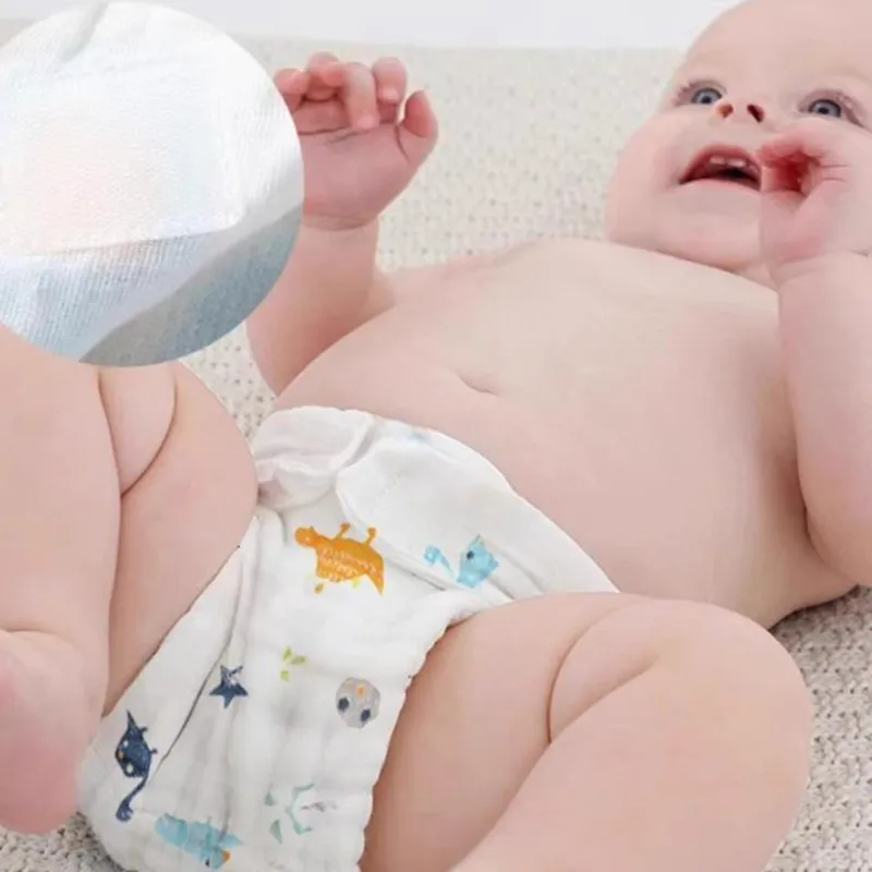 Baby Reusable Cloth Diaper Cover 6 layers Muslin Cotton Washable Gauze Diapers Pocket Breathable Nappies 1PC