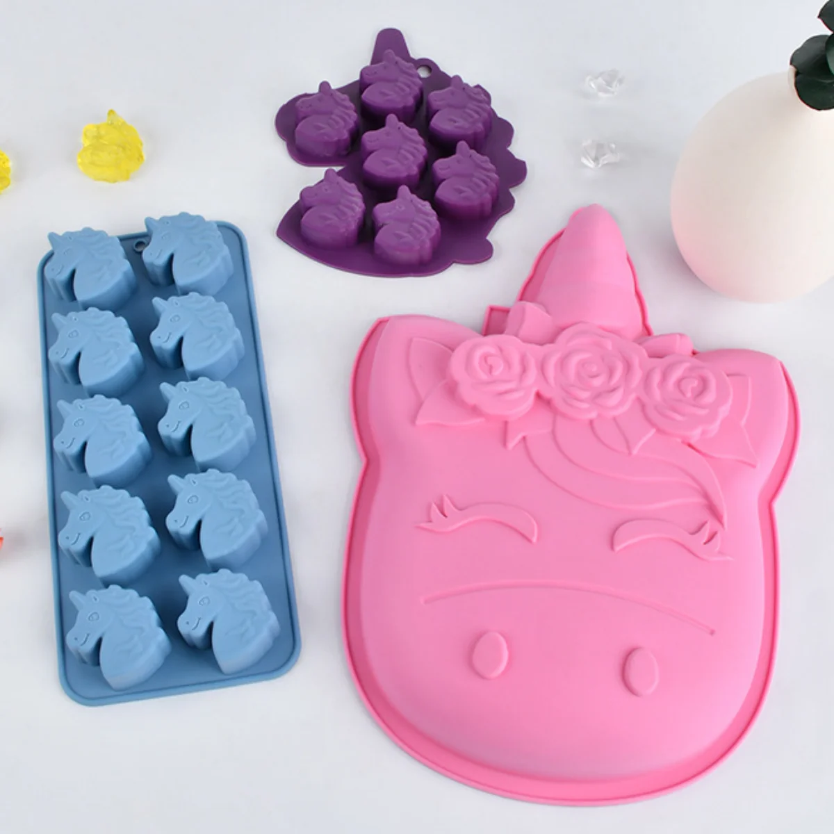 Creative Unicorn Baking Silicone Mold Horse Animal Chocolate Candy Biscuit Mould Candle Soap Making Ice Tray Mousse Cake Decor