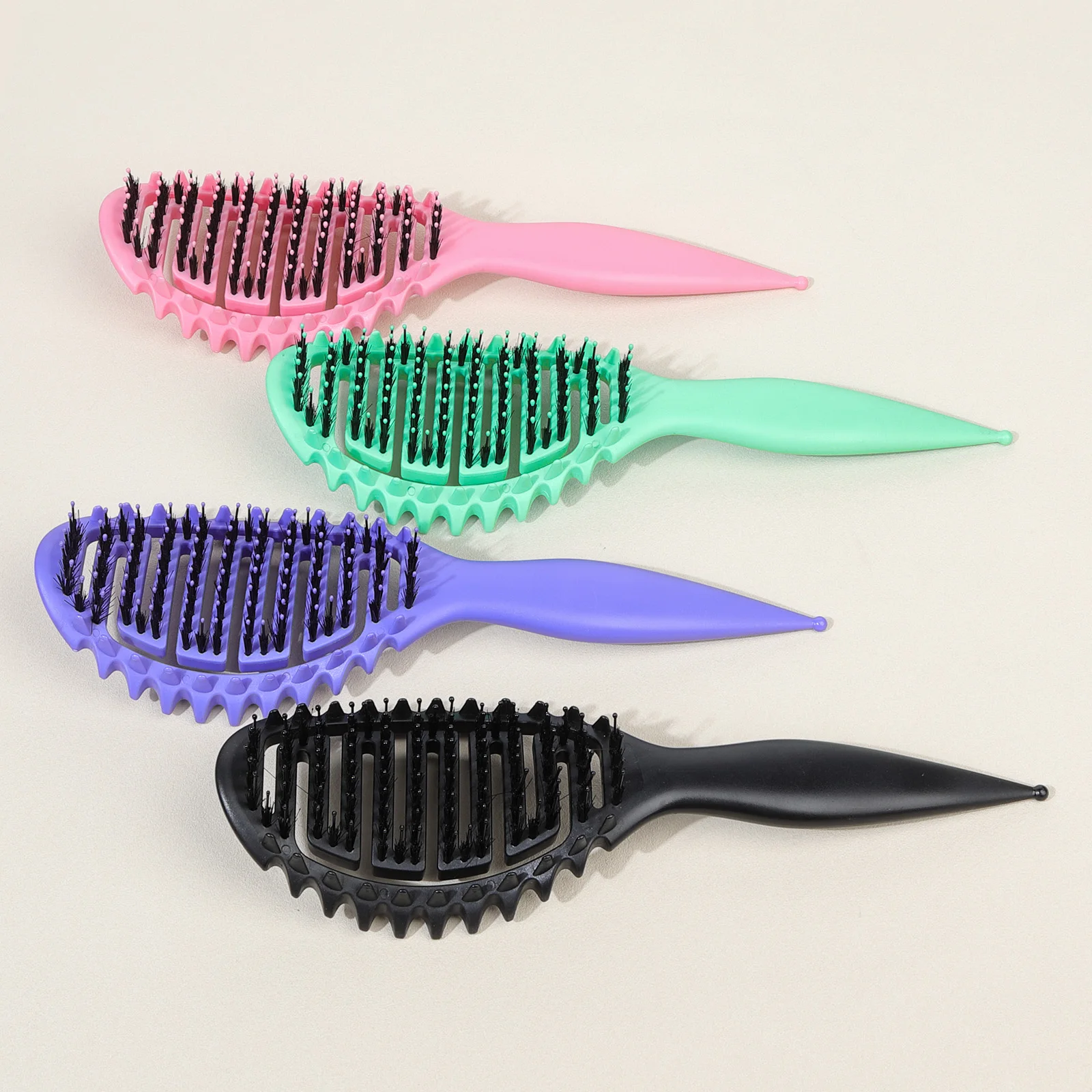 تصفيف فرشاة شعر مجعد صالون مدلك فرشاة تسريح وفك تشابك فرشاة تجفيف مكافحة ساكنة منحني تنفيس فرشاة تدليك فروة الرأس مشط #4