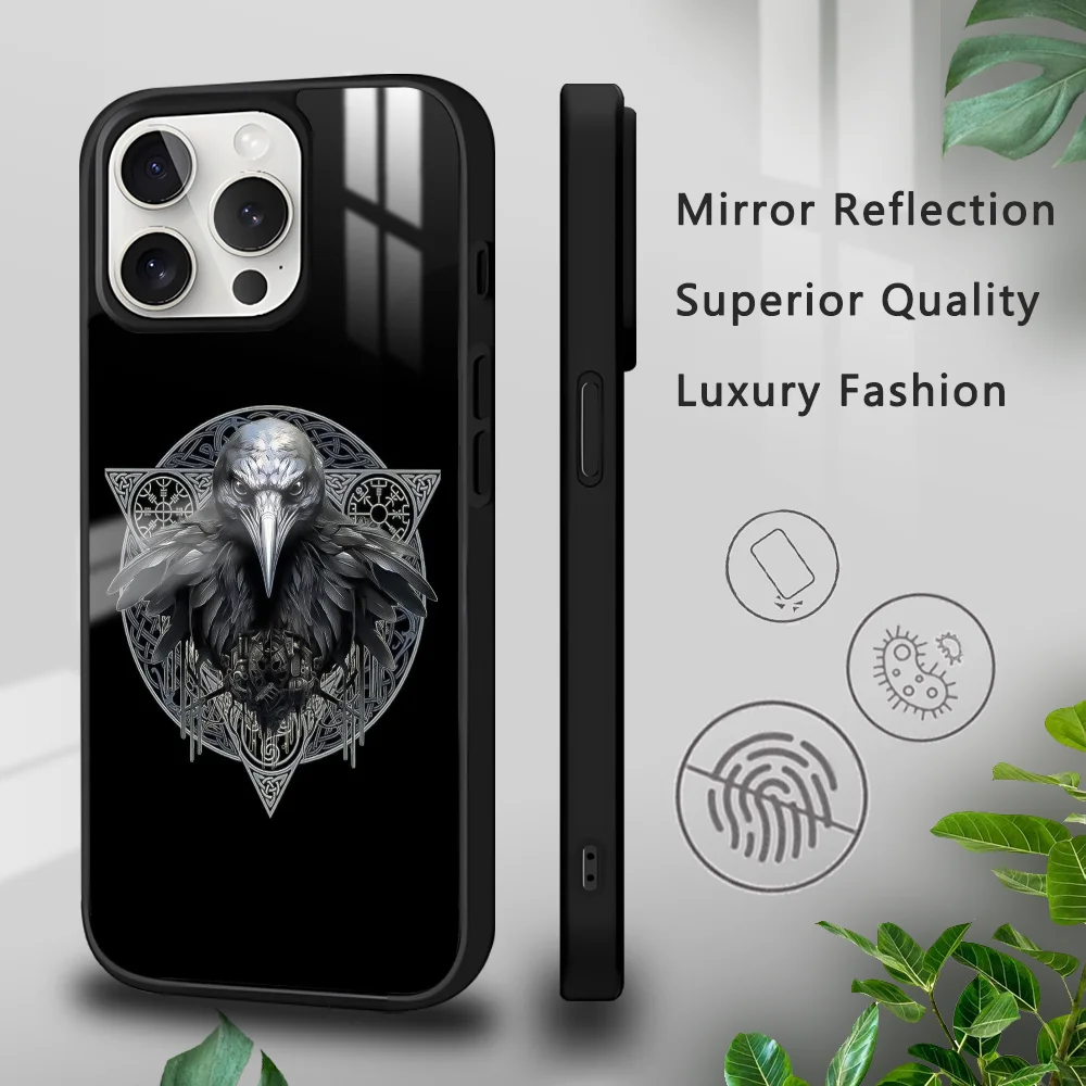 Odin Ravens N-Norse Myth Phone Case For iPhone 16 15 14 13 12 11 Pro Xs Max Mini Plus Celulares Hard Funda