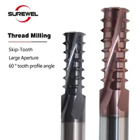 SUREWEL Skip teeth Thread Mill HRC65 Threading Tool Balzers Nano-Coating CNC High-Speed Milling Tools 60° profile angle M6 M8