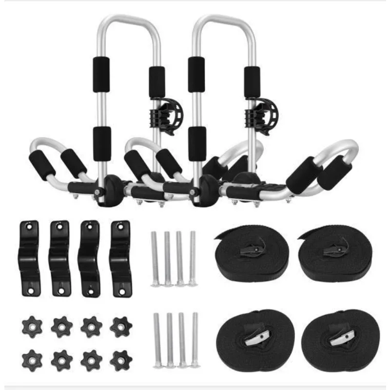 (2PCS)Double Kayak Car Top Frame Roof Parcel Or Luggage Rack Kayak Rack Surfboard Rack with Oars Buckle Oars Clip