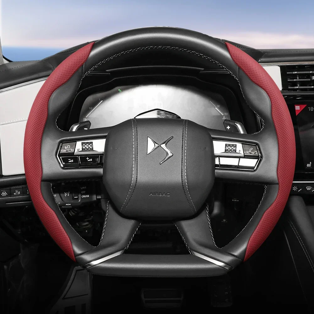 Geeignet für Ds Atmungsaktive Leder-Lenkradabdeckung mit Löchern Segmentiertes Schnellverschluss-Design Rutschfest Langlebig 3 4 5 7 9 Crossback – Detail 3