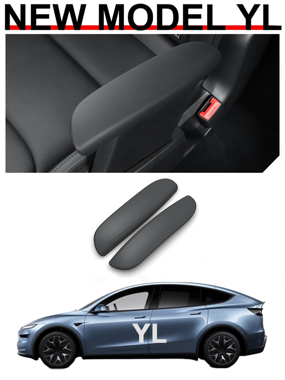 Armlehnenabdeckung für die zweite Reihe für Tesla Model Y L 2026 LWB, Silikonkappe für die Armlehne des Beifahrersitzes, Aufarbeitungsschutz, 1 Paar – Detail 2