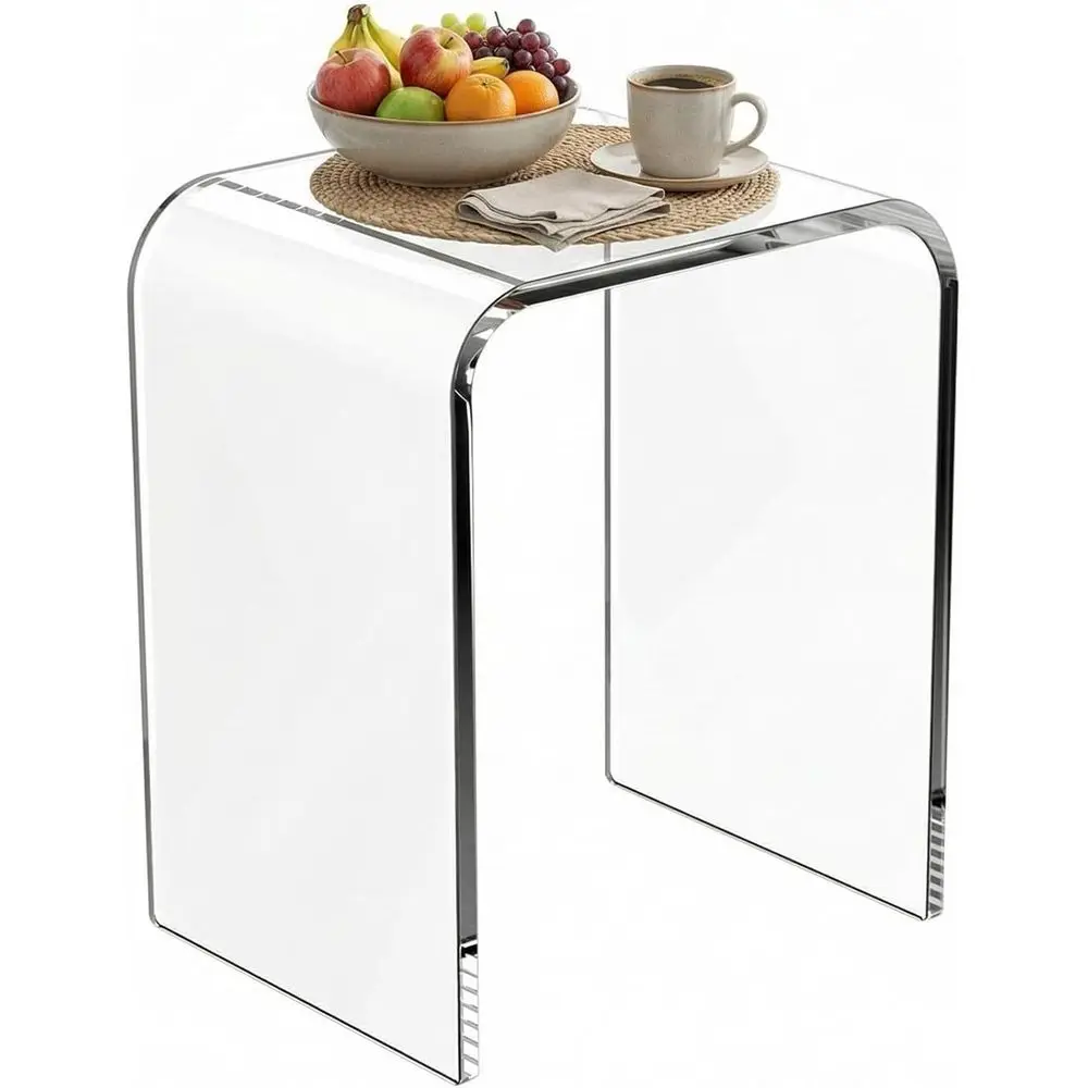 

Contemporary Clear Acrylic Coffee Table with Waterfall Edges, Suitable for Living Room, Bedroom, and Office