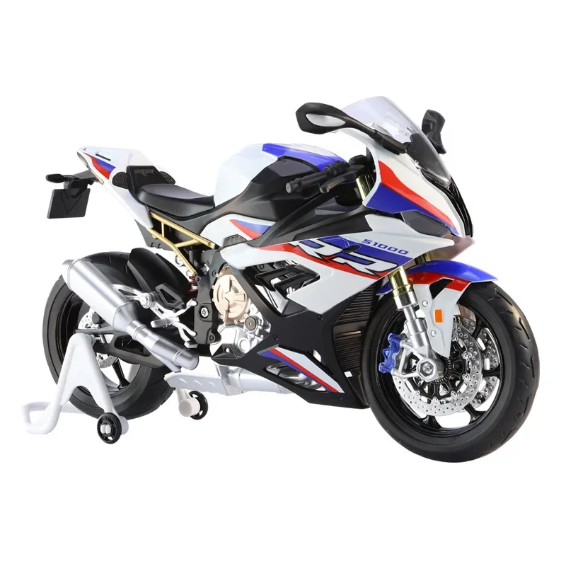 1:9 BMW S1000RR Diecast Model sepeda motor logam, hadiah mainan anak laki-laki sepeda motor logam kolektif ringan