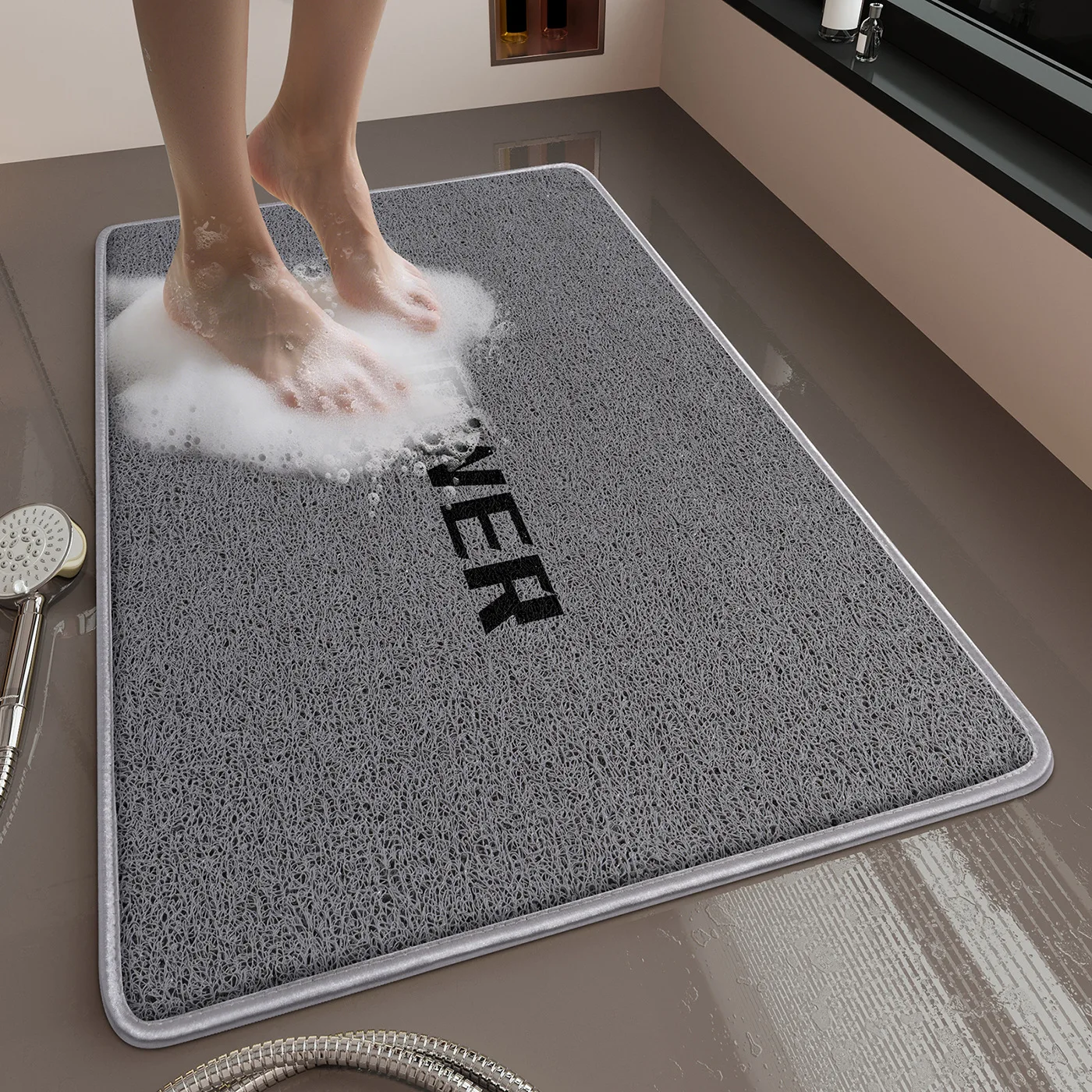 

Противоскользящий дренажный коврик для душа с полой структурой, мягкий, с текстурой люфы, с окантовкой, безопасный коврик для ног, для душевой комнаты и ванной, противоскользящий коврик