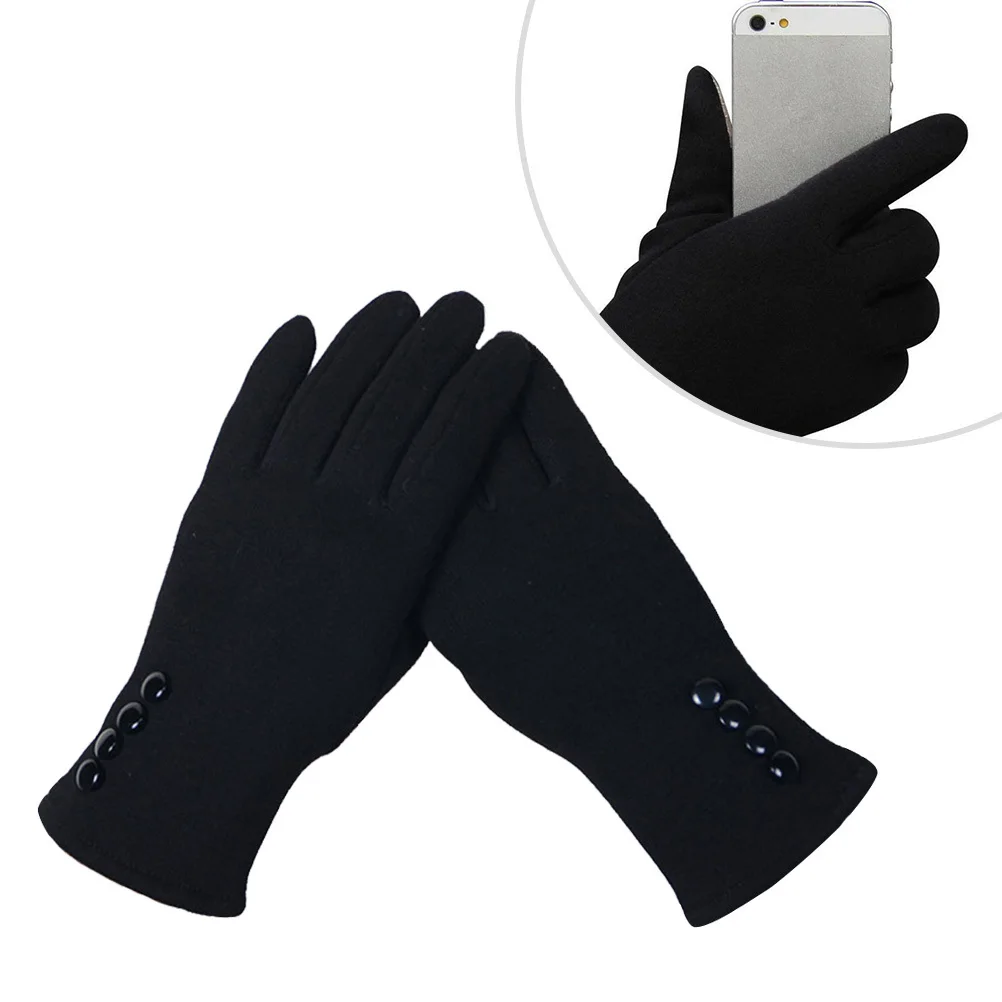 Screen Warm Gloves Windproof Breathable Anti Slip Design for Driving Cycling Black Color Free Size