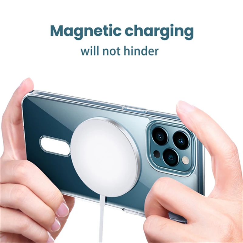 Clear Ultra Shockproof Soft Mag Safe Case for Magsafe iPhone 15 14 13 12 11 Pro Max 12 13 Mini Built-in Magnetic 7 8 Cover Shell