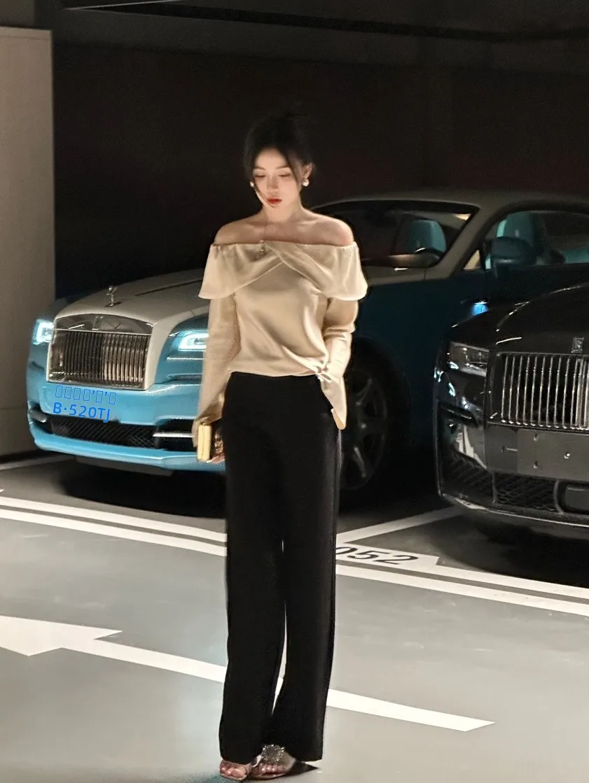 

Брюки-палаццо с высокой талией, облегающие, повседневные, универсальные, модные, в стиле кэжуал, длиной в пол, из смесового хлопка и полиэстера