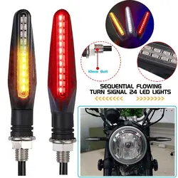 Motorcycle Turn Signal Lights 12V White Red Amber Flowing Indicators Front Rear Light Flashing LED Lamp For Dirt Bike Sport