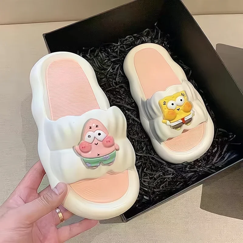 SpongeBob Slippers Summer Children\'s Cute Cold Slippers Indoor Non -slip and Soft Bottom Comfort Boys and Girls Home Slippers