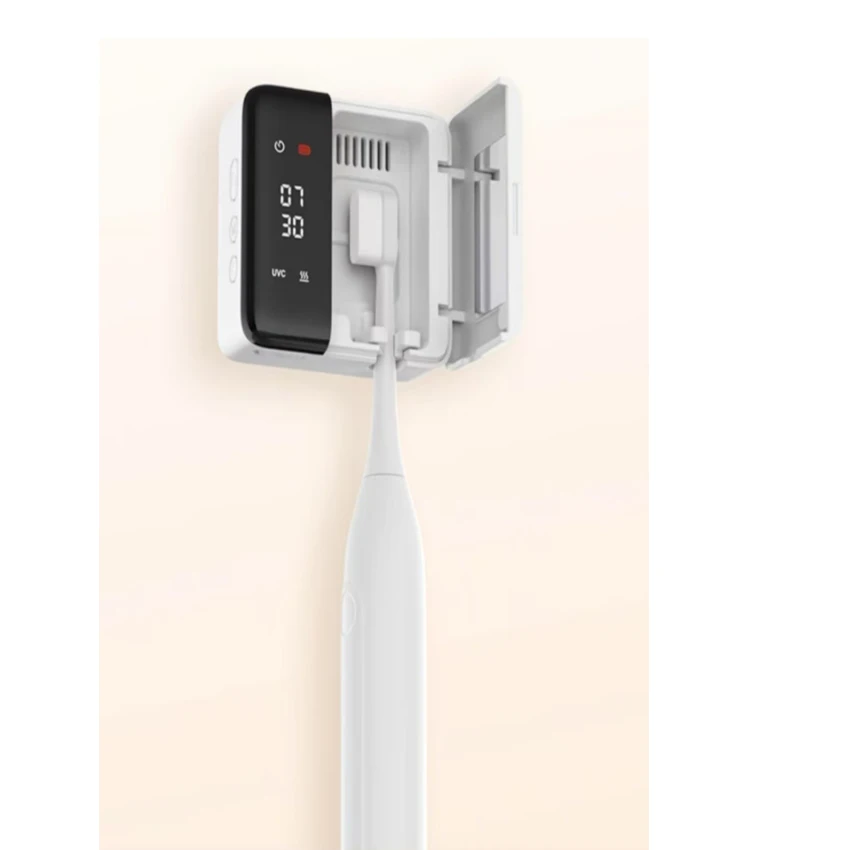 uv-ファン-加熱-時計付きポータブルミニ歯ブラシ除菌器-壁掛け式シングル歯ブラシ除菌ホルダー