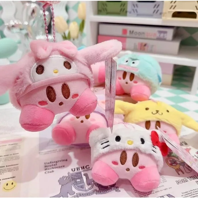 Sanrio Hollo Kitty Cinnamoroll My Melody Plush Doll Keychain Cute Kawaii Kuromi Bag Pendant Cell Phone Charm Cartoon Anime Toys