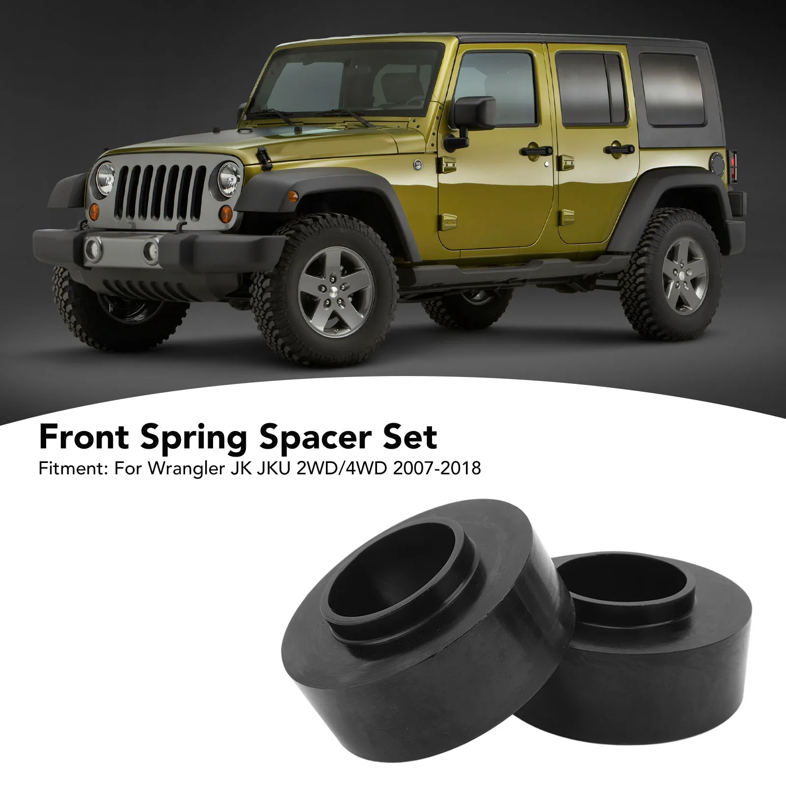 2Pcs Front Spring Spacer Set 2Inch Impacts And Pressure Absorption Coil Spring Spacer For Wrangler JK JKU 2007 To 2018