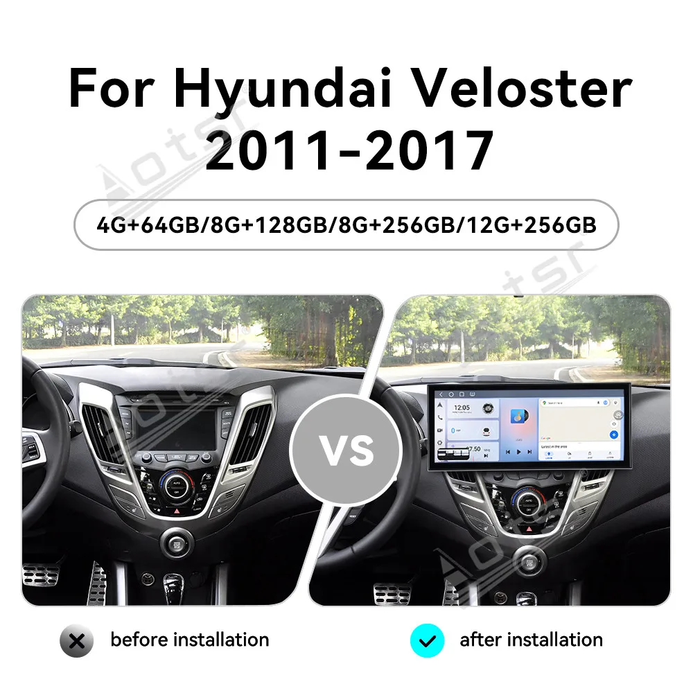 CarPlay 15.8’’ Android 15 For Hyundai Veloster 2011-2017 Easy Installation GPS Navigation HD Screen Multimedia Player Head Unit