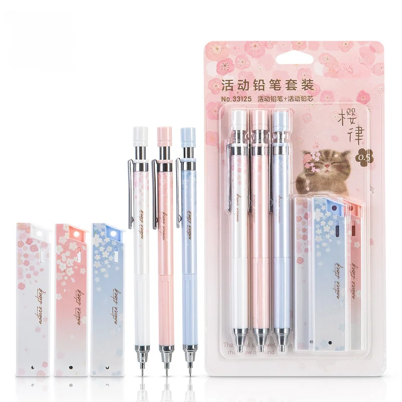 

6Pcs/set Kawaii Lovely Fresh Cherry Sakura Mechanical Pencil 0.5mm Automatic Pencil for Student School Office Supplies