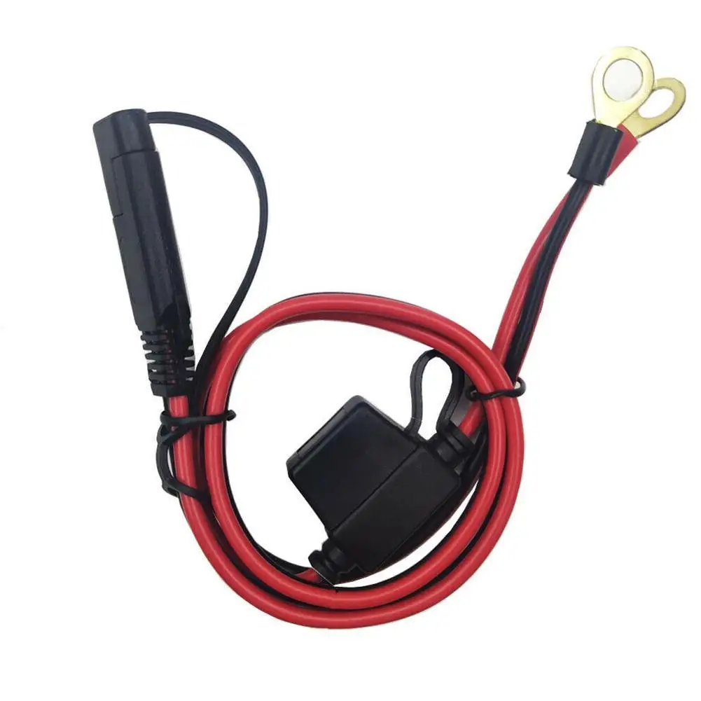 Conector de Cable de extensión para cargador de batería/mantenedor, Terminal SAE a O 10AWG, 12V, 0,6 M