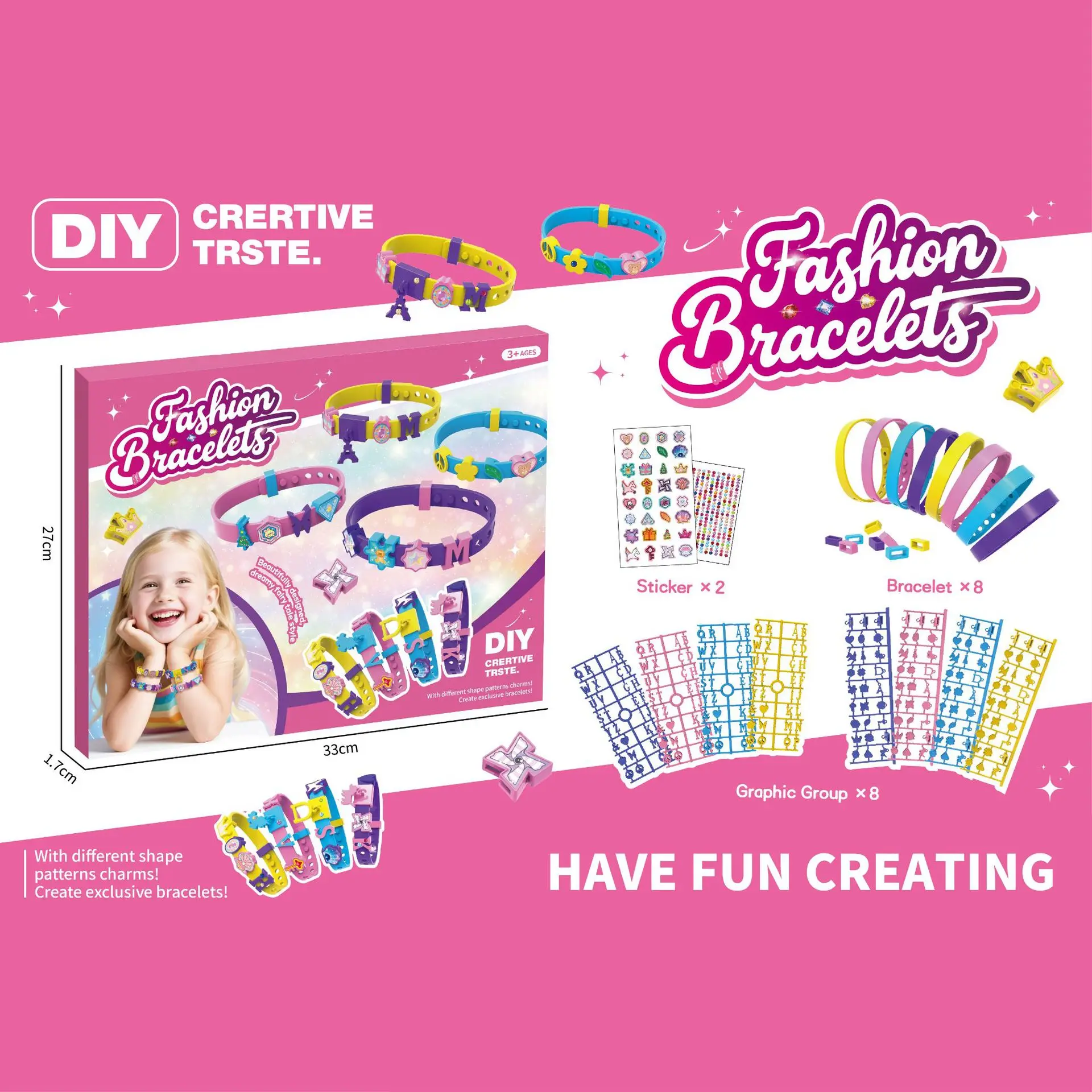 Zestaw do samodzielnego tworzenia bransoletek z koralików dla dziewczynek - ponad 100 zawieszek z literami alfabetu i bezpieczna elastyczna nić, edukacyjna zabawka rzemieślnicza dla dzieci od 3 lat, trening skupienia się.