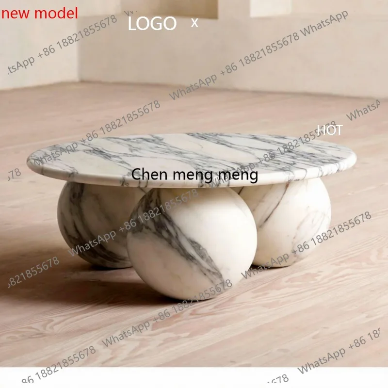 For Villa Hotel Living Room Modern Statuario Solid Marble Coffee Table  A178