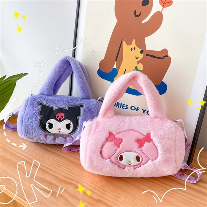 Sanrio Plush Bag Cinnamoroll Backpack Storage Shoulder Kawaii Hello Kitty Kuromi Makeup Bag For Women Christmas Gifts For Girls