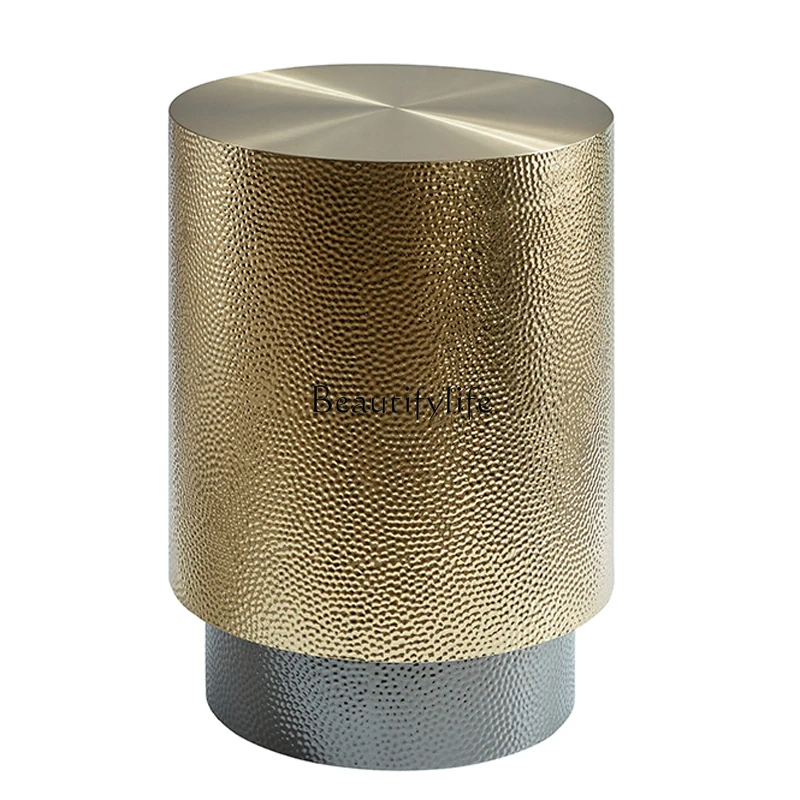 

Simple modern stainless steel corner table designer creative light luxury model house home balcony small coffee table