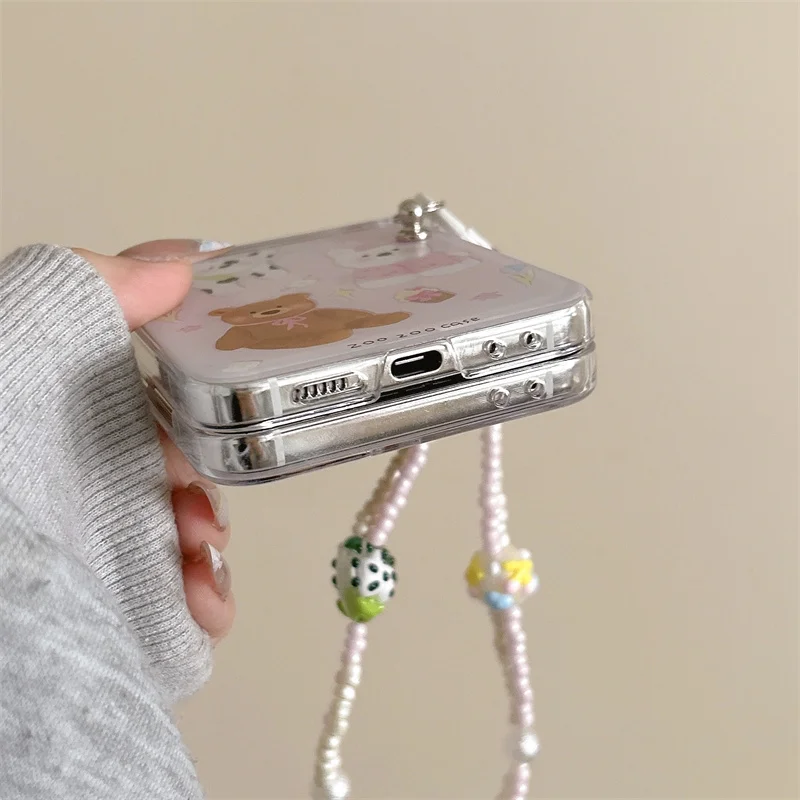 Para Samsung Galaxy Z Flip 7 FE 3 4 5 6 funda de perro de dibujos animados pulsera bisagra cubierta a prueba de golpes para Samsung Z Flip7