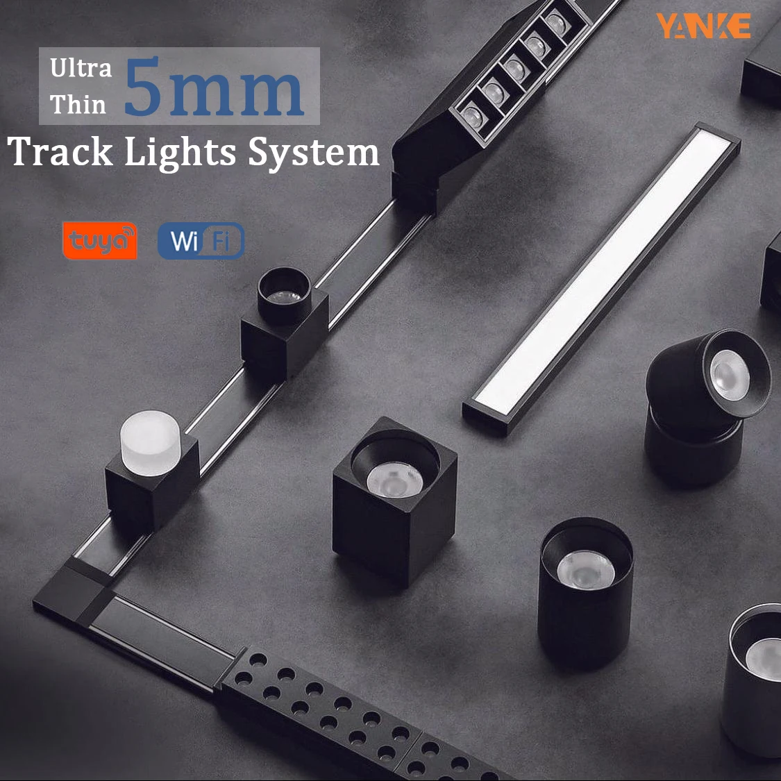 5mm Thin LED Magnetic Track Light Linear Magnet Rail Lamp for Ceiling System, Slim DC48V Flood Spot Lighting for Indoor Home