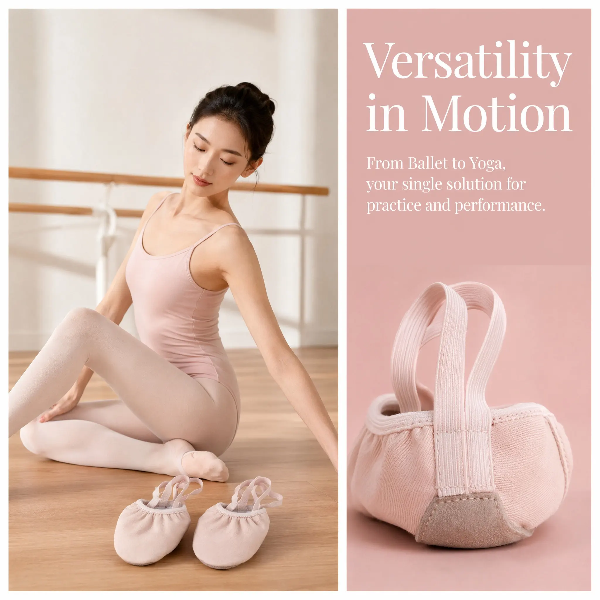 1Pair Professional Ballet Shoes Dancing Shoes for Adults Breathable Comfortable Elastic Band Design Suitable for Yoga Dance