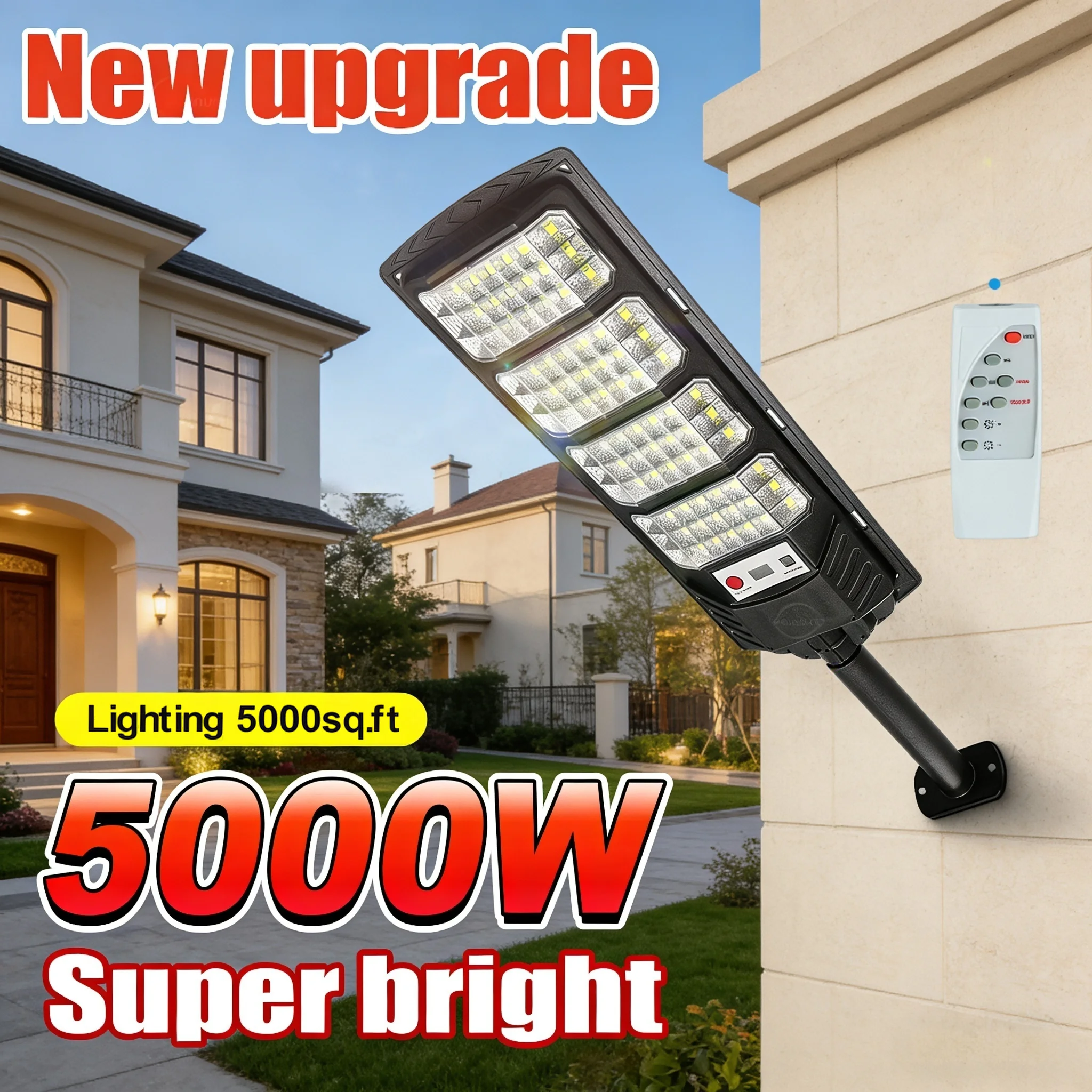 98000000LM Outdoor Solar Lights with Remote Control Motion Sensor Flood Wall Lamp 5000W LED IPX67 Waterproof Solar Powered Light