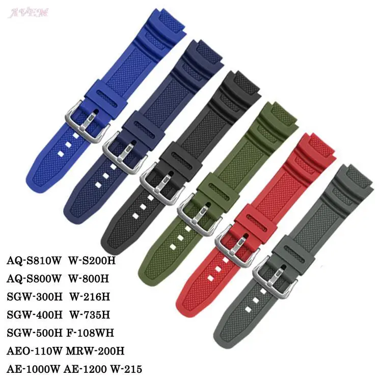 18mm Silicone Strap Band For casio AQS810W SGW300H MRW200H AEQ110W AE1000W WS200H W800H W216H W-215 Rubber Sports Watch Bracelet