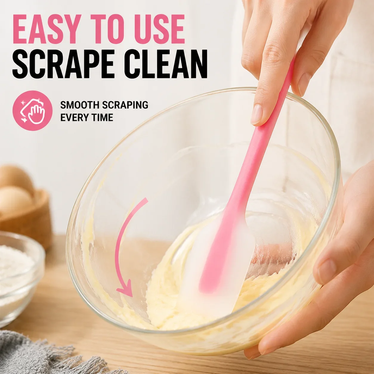 Silicone Cream Butter Scraper Heat Resistant Translucent Spatula for Baking Cakes Pastries Mixing Batter and Cooking
