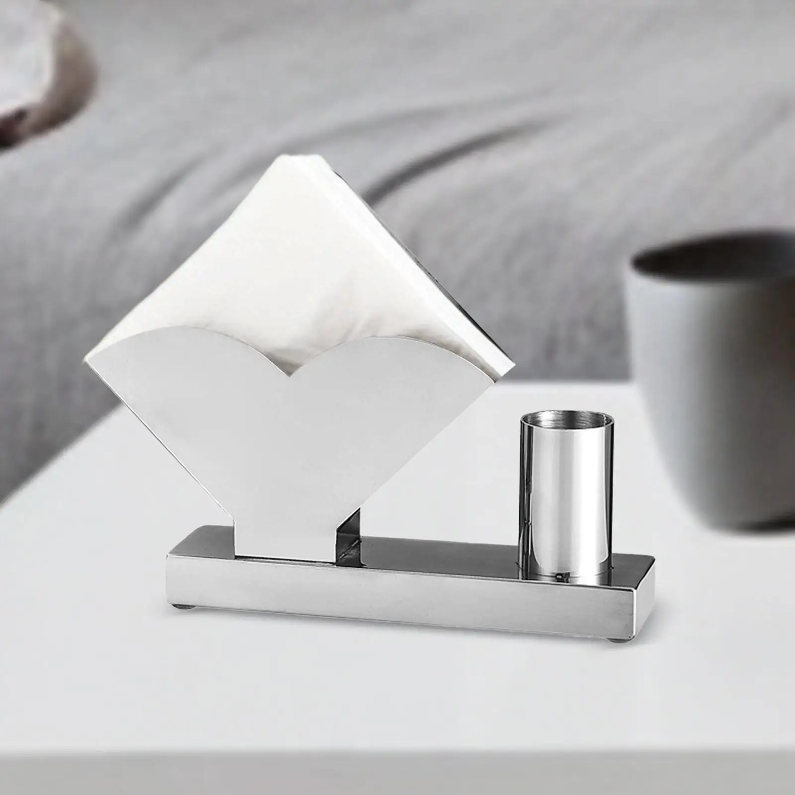 with 1 Toothpick Holder Tissue Case Freestanding Rack Stainless Steel Napkins Stand Napkin Holder for Restaurant Home Buffet