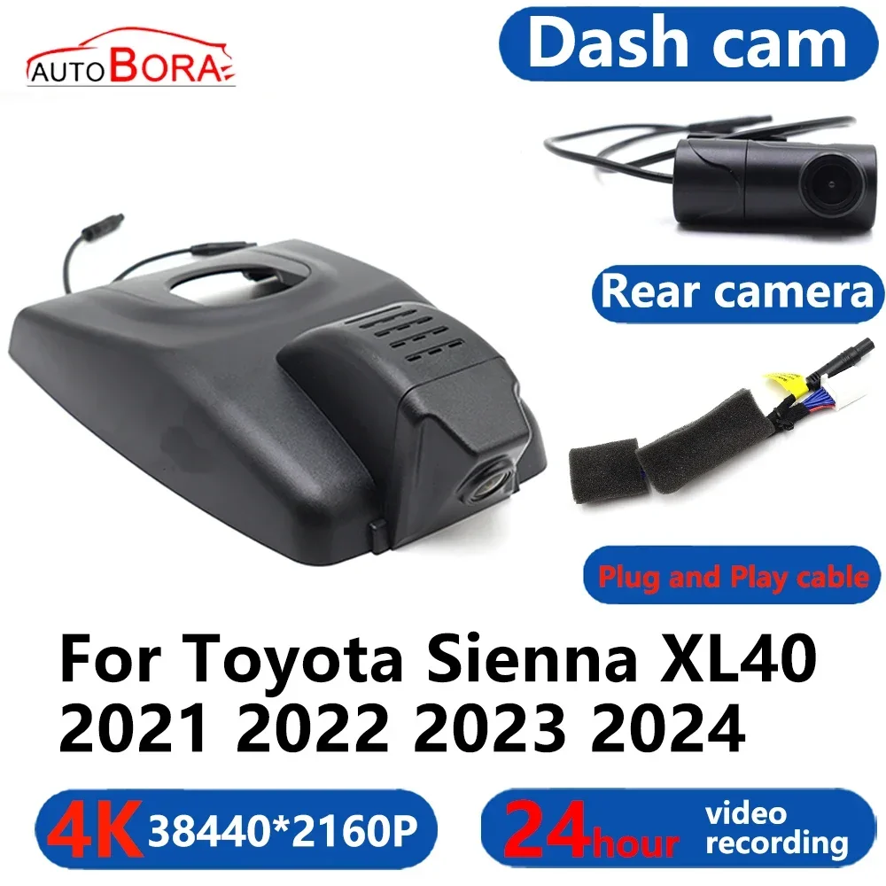 

AutoBora 4K Wifi 3840*2160 Car DVR Dash Cam Camera 24H Video Monitor For Toyota Sienna XL40 2021 2022 2023 2024