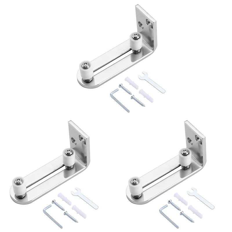 A20F-3X Modern Chrome Sliding Barn Door Floor Guide Ball Bearings Adjustable Stay Roller Wall Mount System For All Size Door