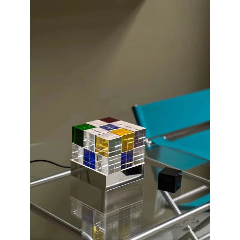 Cube Decorative Table Lamp Living Room Creative Ornament Atmosphere Crystal Table Lamp LED Night Light