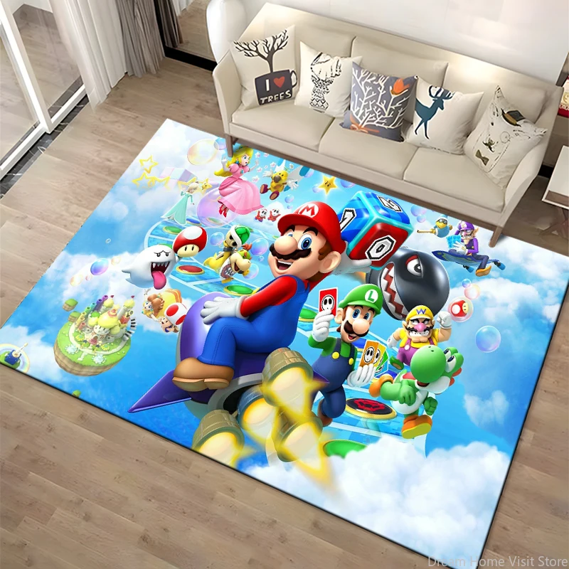 3D Super Mario Cartoon HD Area Rug,Carpet Rug for Home Living Room Bedroom Sofa Doormat Decor,Kids Play Non-slip Floor Mat Gifts