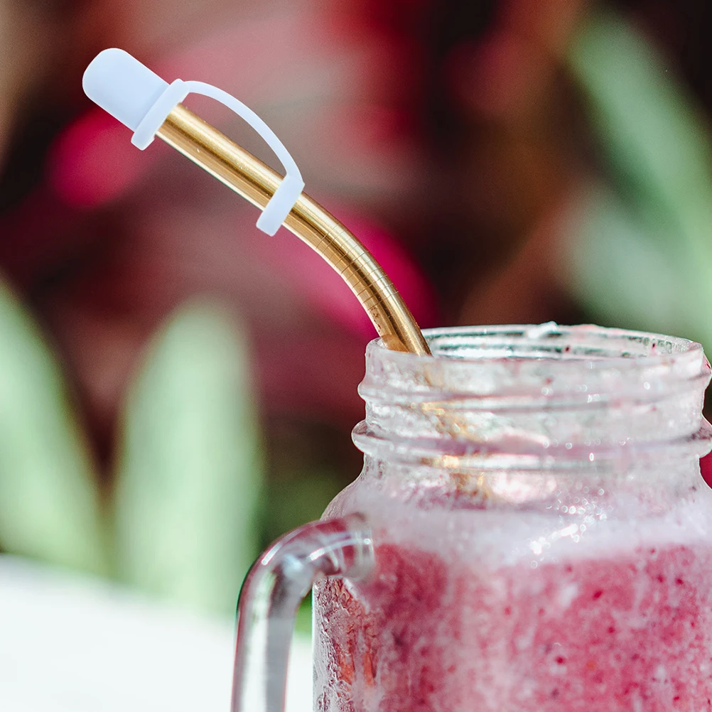 

6pcs Silicone Straw Tips Cover Thickened Reusable Drinking Straw Caps Dirt Protection Lightweight Durable Soft Tube Protectors