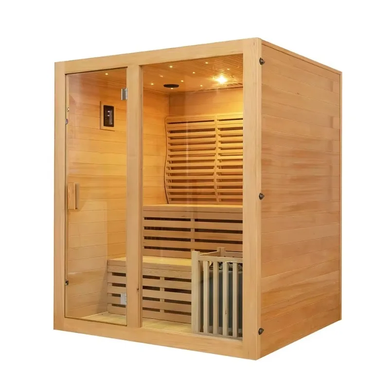 Outdoor Sauna Room Durable Electric Sauna Stove Solid Wood Transom Windows Computer Panel Plug Powered Apartment Home Customized