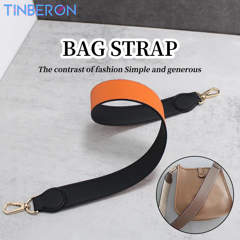 

TINBERON Real Leather Shoulder Strap Luxury Design Color Contrast Bag Straps Women Replacement Handbags Underarm Bag Accessories