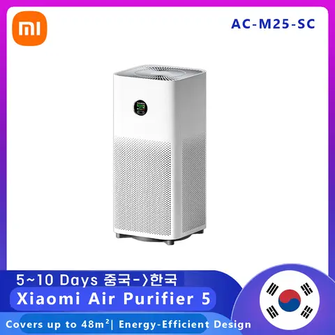 Xiaomi Mi 공기 청정기 5 3단계 여과 99.97% 정화 스마트 앱 제어 초저소음 커버 48m² 흰색