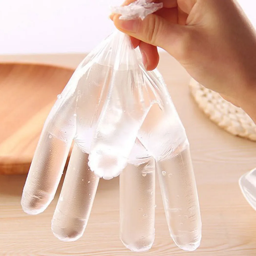 100pcs Disposable Gloves Plastic Gloves Transparent Eco-friendly Cleaning Gloves For DIY Cooking Kitchen Accessories