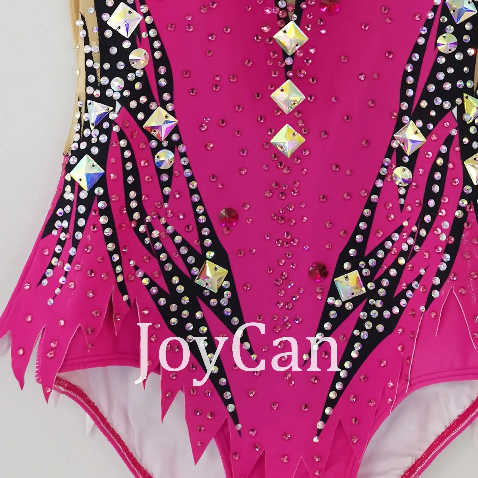 Disesuaikan Rhthmic senam Leotards gadis wanita Pink spandeks kostum tari untuk kompetisi